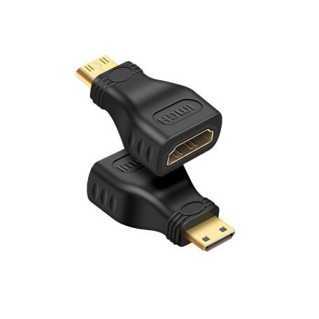 HDMI átalakitó adapter, Mini HDMI->HDMI, aranyozott csatlakozó, fekete