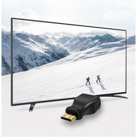 HDMI átalakitó adapter, Mini HDMI->HDMI, aranyozott csatlakozó, fekete