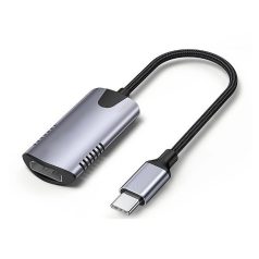   Videó-Audió digitalizáló adapter, HDMI-ről USB-C, videófelvétel és élő közvetítés szerkeztéshez, ezüstszín