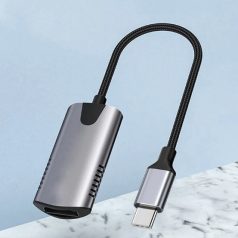   Videó-Audió digitalizáló adapter, HDMI-ről USB-C, videófelvétel és élő közvetítés szerkeztéshez, ezüstszín