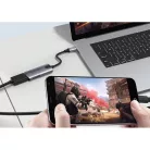 Videó-Audió digitalizáló adapter, HDMI-ről USB-C, videófelvétel és élő közvetítés szerkeztéshez, ezüstszín