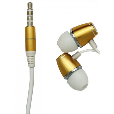 Vezetékes Fülhallgató, beépitett mikrofonnal, hívásfogadás, 3,5mm jack sztereó, arany