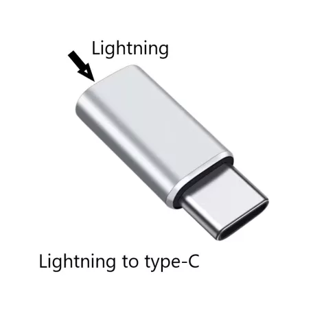 Univerzális OTG adapter (Lightning->USB-C), USB 3.0,  laptoppal és mobiltelefonnal, ezüst