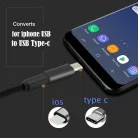 Univerzális OTG adapter (Lightning->USB-C), USB 3.0,  laptoppal és mobiltelefonnal, ezüst