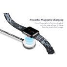 2 az 1-ben Lightning + Vezeték nélküli töltés, iPhone, iPad és Apple Watch töltőkábel, fehér-fekete