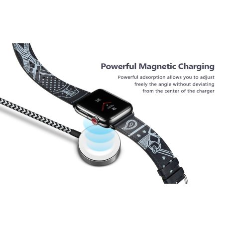 2 az 1-ben Lightning + Vezeték nélküli töltés, iPhone, iPad és Apple Watch töltőkábel, fehér-fekete