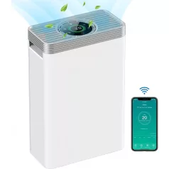   Hoome Intelligens Levegőtisztító, Negative Plasma Ions technológia, max. 25 négyzetméterig, fehér