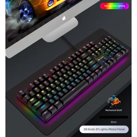 Vezetékes billentyűzet KR6300, USB, nemzetközi elrendezés, RGB világítás, fekete