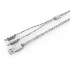   LDNIO 2 az 1-ben Adat- és Töltőkábel LC-86, USB-ről Lightning/MicroUSB csatlakozó, 1 méter, asztroszürke