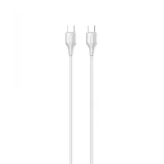   LDNIO Adat- és Töltőkábel LC121c, USB-C/USB-C csatlakozó, 65W gyorstöltés, 1 méter, fehér