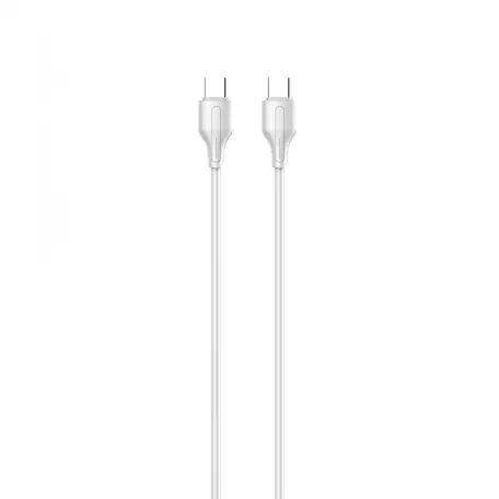 LDNIO Adat- és Töltőkábel LC121c, USB-C/USB-C csatlakozó, 65W gyorstöltés, 1 méter, fehér