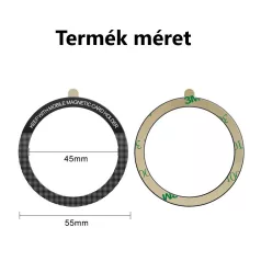   Univerzális mágnes gyűrű, MagSafe wireless töltőhöz, autós mágneses mobiltartóhoz, mobiltelefonra ragasztható, fekete