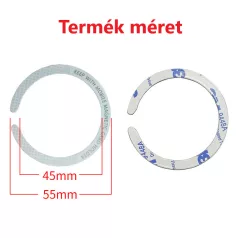   Univerzális mágnes gyűrű, MagSafe wireless töltőhöz, autós mágneses mobiltartóhoz, mobiltelefonra ragasztható, O alakú, fehér