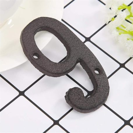 Öntöttvas házszám: 1, retro hangulatú, fekete