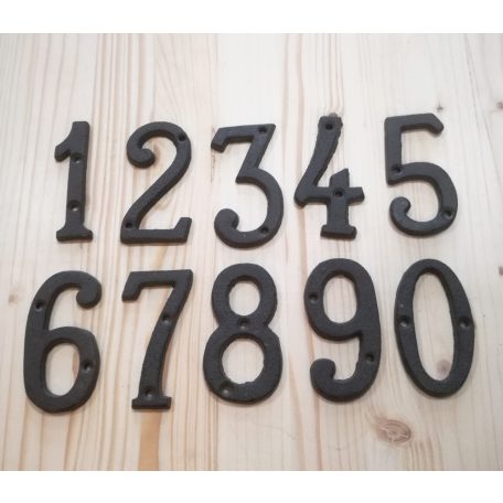 Öntöttvas házszám: 7, retro hangulatú, fekete