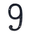 Öntöttvas házszám: 9, retro hangulatú, fekete