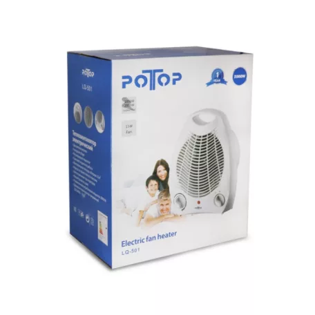Hordozható Mini Ventilátoros Fűtőtest, 3 különböző fokozattal, 1000W/2000W állítható fűtési teljesítmény, fehér
