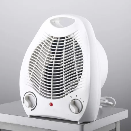 Hordozható Mini Ventilátoros Fűtőtest, 3 különböző fokozattal, 1000W/2000W állítható fűtési teljesítmény, fehér