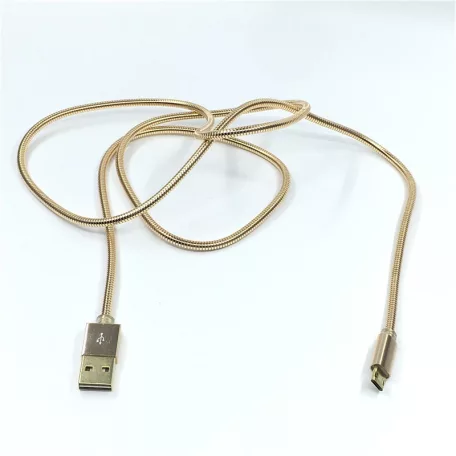 LDNIO Adat- és Töltőkábel LS-24, MicroUSB/USB csatlakozó, 2.1A gyorstöltés, 1 méter, aranyszín