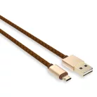 LDNIO Adat- és Töltőkábel LS25, MicroUSB/USB csatlakozó, 2.4A gyorstöltés, 1 méter, arany/barna