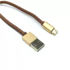 LDNIO Adat- és Töltőkábel LS25, MicroUSB/USB csatlakozó, 2.4A gyorstöltés, 1 méter, arany/barna