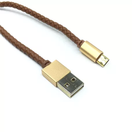 LDNIO Adat- és Töltőkábel LS25, MicroUSB/USB csatlakozó, 2.4A gyorstöltés, 1 méter, arany/barna