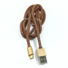 LDNIO Adat- és Töltőkábel LS25, MicroUSB/USB csatlakozó, 2.4A gyorstöltés, 1 méter, arany/barna