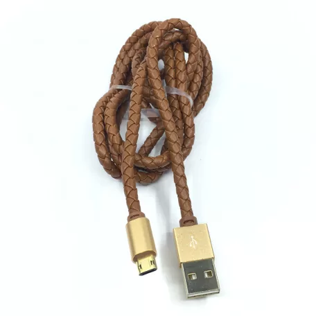 LDNIO Adat- és Töltőkábel LS25, MicroUSB/USB csatlakozó, 2.4A gyorstöltés, 1 méter, arany/barna