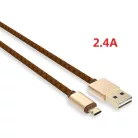 LDNIO Adat- és Töltőkábel LS25, MicroUSB/USB csatlakozó, 2.4A gyorstöltés, 1 méter, arany/barna