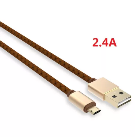 LDNIO Adat- és Töltőkábel LS25, MicroUSB/USB csatlakozó, 2.4A gyorstöltés, 1 méter, arany/barna