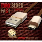 LDNIO Adat- és Töltőkábel LS25, MicroUSB/USB csatlakozó, 2.4A gyorstöltés, 1 méter, arany/barna