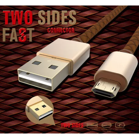 LDNIO Adat- és Töltőkábel LS25, MicroUSB/USB csatlakozó, 2.4A gyorstöltés, 1 méter, arany/barna