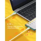 LDNIO Adat- és Tápkábel, LS571, Lightning/USB csatlakozó, 2.4A gyorstöltés, 1 méter, fehér/narancssárga