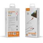 LDNIO Adat- és Tápkábel, LS571, Lightning/USB csatlakozó, 2.4A gyorstöltés, 1 méter, fehér/narancssárga