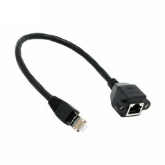   Cat5 UTP hosszabbító toldó, RJ-45 kábelhez, 0.3 méter, Fekete