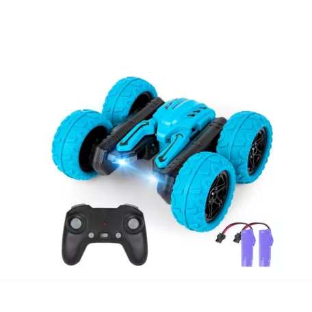 Tornado Távirányítós stunt autó, 2,4 GHz-es rádióvezérlésű, LED világítással és hang, 360 fokos elforgatással, 8 év feletti gyermekek számára, kék