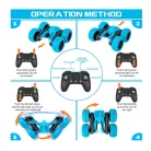 Tornado Távirányítós stunt autó, 2,4 GHz-es rádióvezérlésű, LED világítással és hang, 360 fokos elforgatással, 8 év feletti gyermekek számára, kék