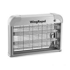   WingRepel® elektromos rovarcsapda, szúnyogirtó, 2x10W-os UV fénycső, alumínium ház, max. 80m² terület, világos szürke