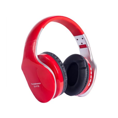 Bluetooth Fejhallgató, beépített mikrofonnal, SN-P18 hívásfogadás/hangerőszabályzó/számváltó, Bluetooth + MicroSD + 3,5mm jack + FM rádió, piros
