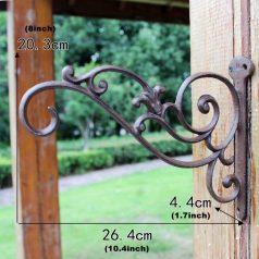   Öntöttvas Retro Fali Virágcserép Akasztó, Vintage hangulatú dizájnnal, fekete