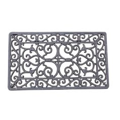   Öntöttvas lábtörlő, négyszögletes, barokk mintás, retro stílusú sárkaparó, fekete
