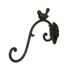   Öntöttvas Madárkás Fali Fogas/Virágcserép Akasztó, Vintage hangulatú dizájnnal, fekete