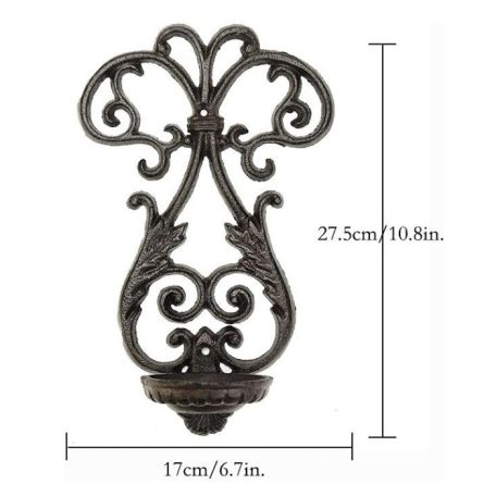 Öntöttvas Fali Gyertyatartó, Vintage hangulatú dizájnnal, fekete