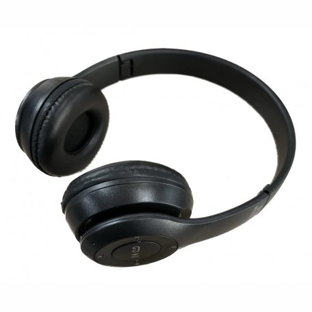 Bluetooth Fejhallgató, beépített mikrofonnal, ST3 hívásfogadás/hangerőszabályzó/számváltó, Bluetooth + MicroSD + FM rádió + 3,5mm jack, fekete