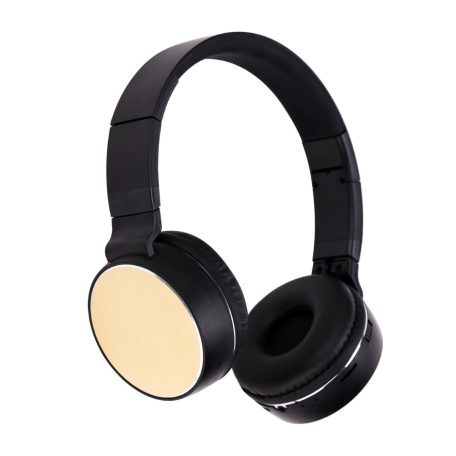 Bluetooth Fejhallgató, beépített mikrofonnal, ST11 hívásfogadás/hangerőszabályzó/számváltó, Bluetooth + MicroSD + 3,5mm jack sztereó, arany-fekete