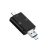 3in1 OTG kártyaolvasó, támogatja a MicroSD/TF és SD kártyákat, USB-C + MicroUSB/USB 2.0 csatlakozóval, fekete
