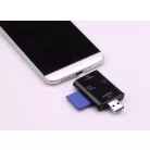 3in1 OTG USB-C/USB/MicroUSB Kártyaolvasó, támogatja a MicroSD/TF SD kártyákat, fekete