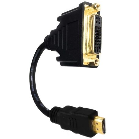 Donji Full HD 1080p DVI-I (anya) -> HDMI (apa) átalakító kábel, 0.3 méter, fekete