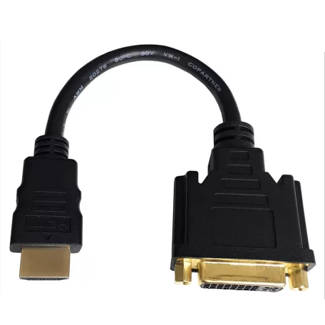 Donji Full HD 1080p DVI-I (anya) -> HDMI (apa) átalakító kábel, 0.3 méter, fekete