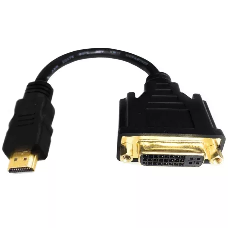 Donji Full HD 1080p DVI-I (anya) -> HDMI (apa) átalakító kábel, 0.3 méter, fekete